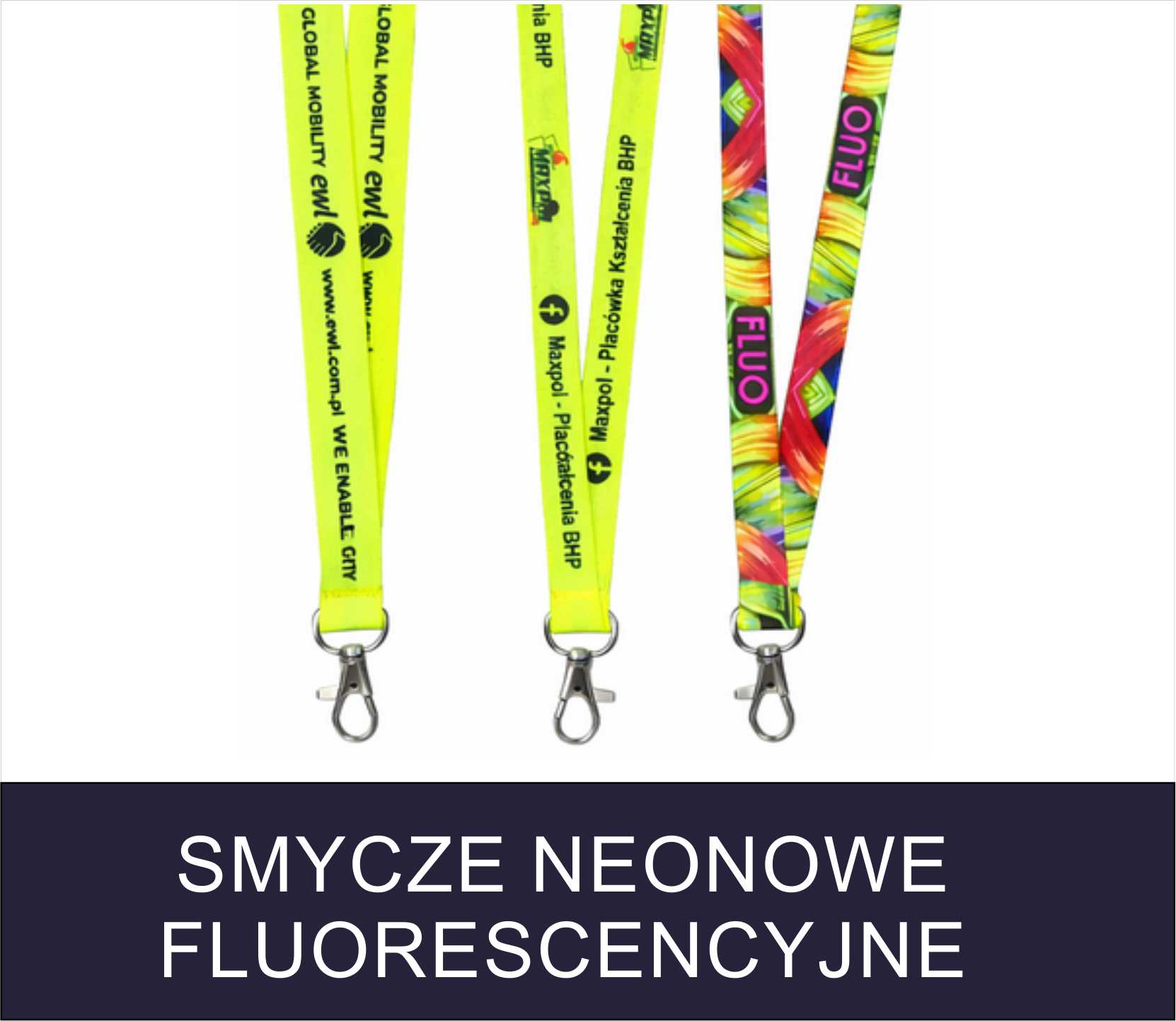 smycze fluorescencyjne z nadrukiem